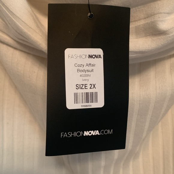 Fashion nova off shoulder cream off white ribbed bodysuit, 3/4 sleeves NWT 2XL - Picture 8 of 15